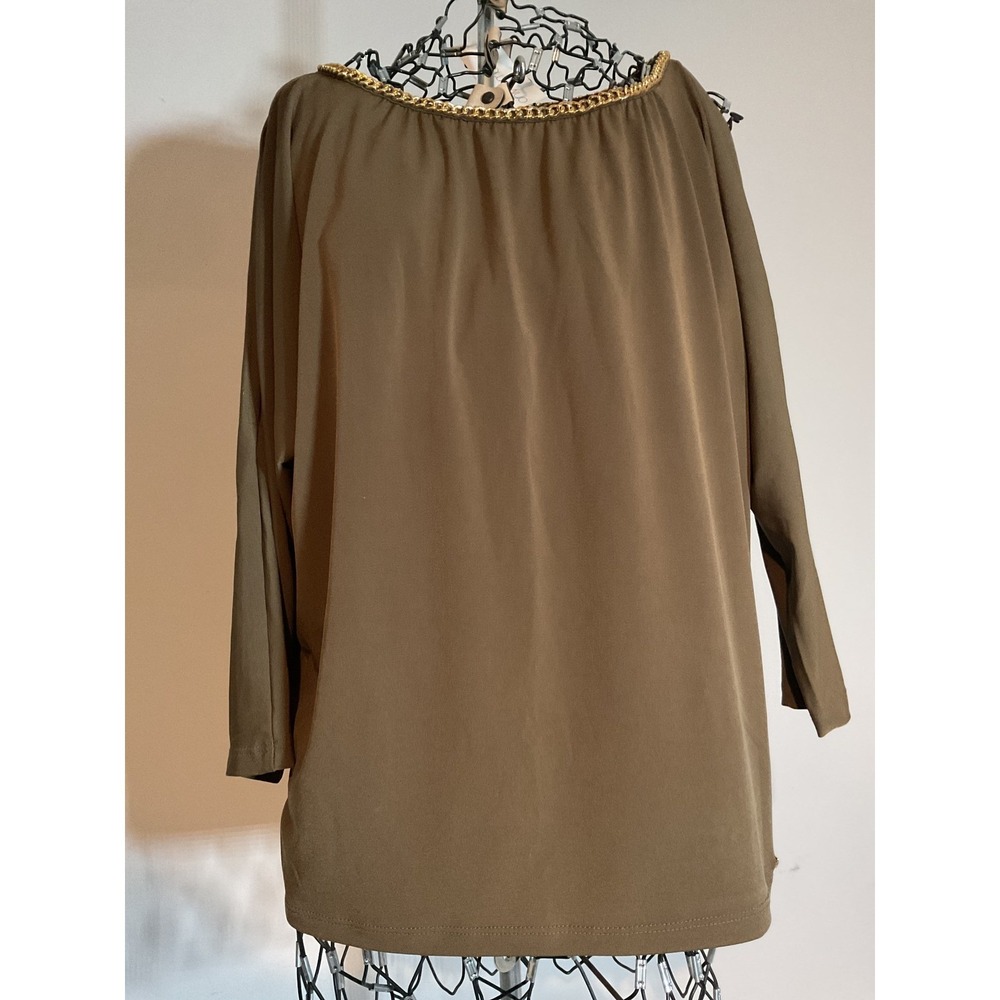 Michael Kors Cold Shoulder Chain Neck Top Duffle Green MU65KNX03G Mens M